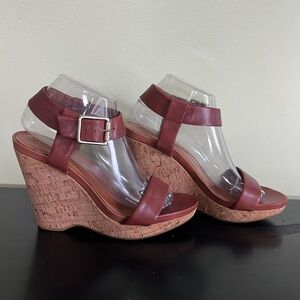 Calvin Klein Nikole Leather Wedge Sandals